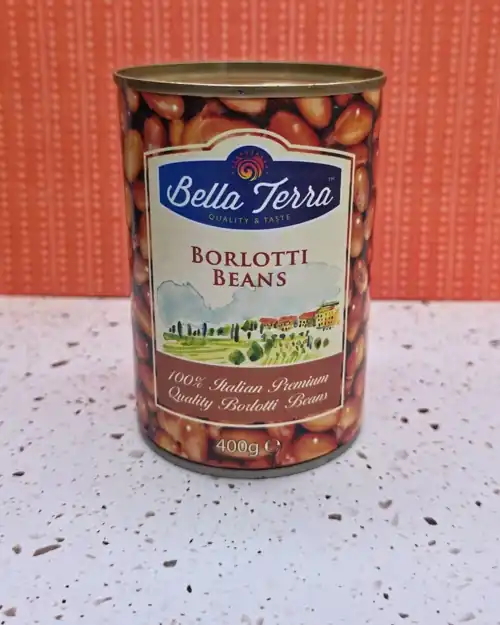 Bella Terra Borlotti Beans, 100% Italian premium quality. Packed in Italy. Salted.