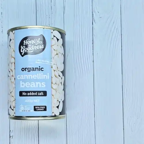Honest to Goodness Organic Cannellini Beans. ACO Certified organic. BPA free lining. No nasties added. Product of Italy.