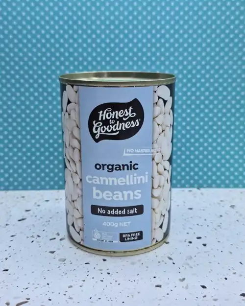 Honest to Goodness Organic Cannellini Beans. ACO Certified organic. BPA free lining. No nasties added. Product of Italy.