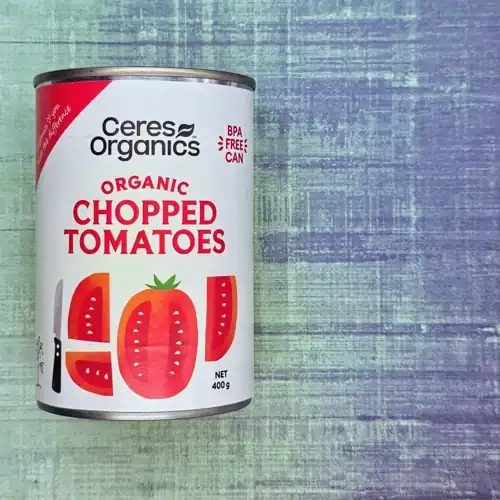 Ceres Organics Organic Chopped Tomatoes. Certified organic. BPA free can. Product of Italy.