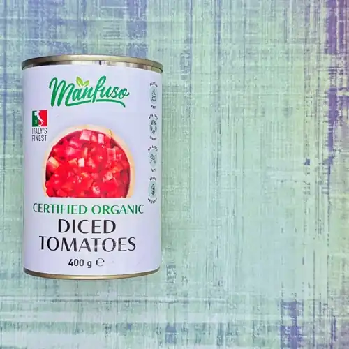 Manfuso Certified Organic Dice Tomatoes. Italy's finest. BPA free lining. No added salt.