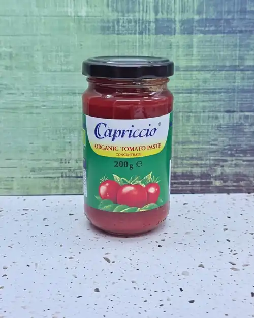 Capriccio Organic Tomato Paste Concentrate: Product of Italy.