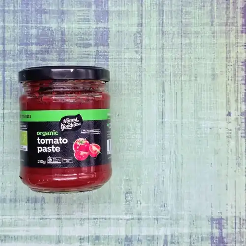 Honest to Goodness Organic Tomato Paste: ACO Certified organic. BPA free lid.