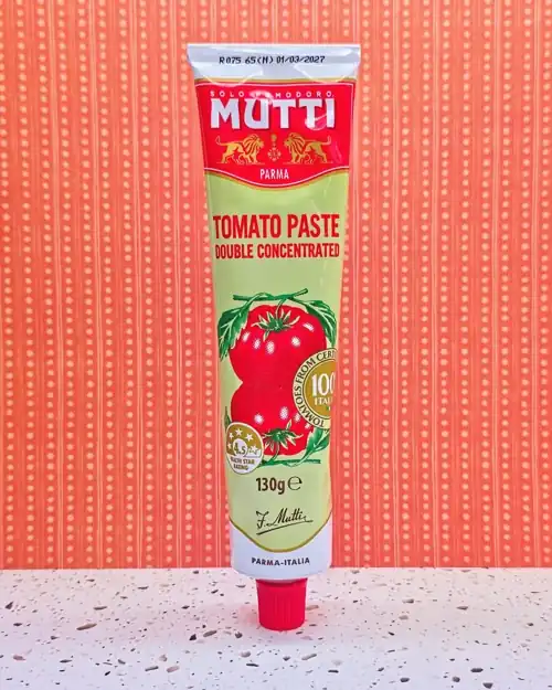 Mutti Tomato Paste Double Concentrated. Made in Parma Italy.